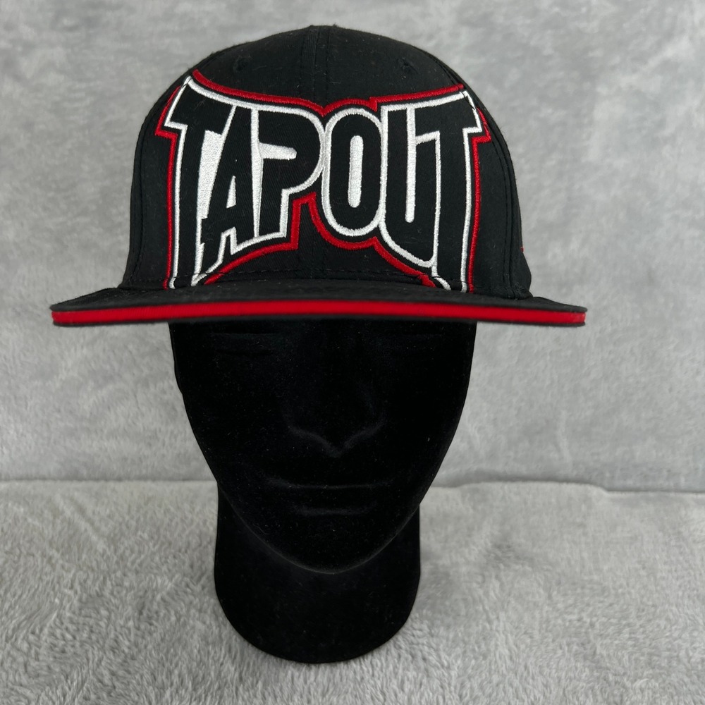 Tapout MMA Snapback Hat Black Flat Brim Embroidered Y2K Fight Streetwear Cap